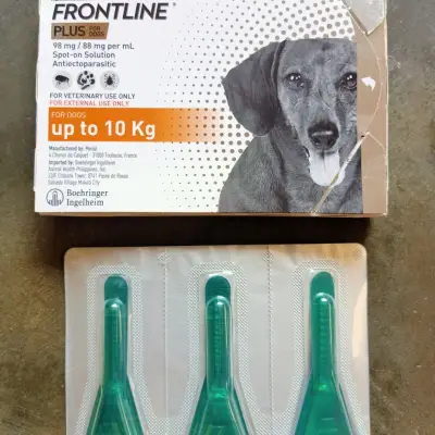Frontline Plus for Dogs and Puppies 1 BOX O - 10 KG (3 pipets) legit made in France Fipronil + Methoprene