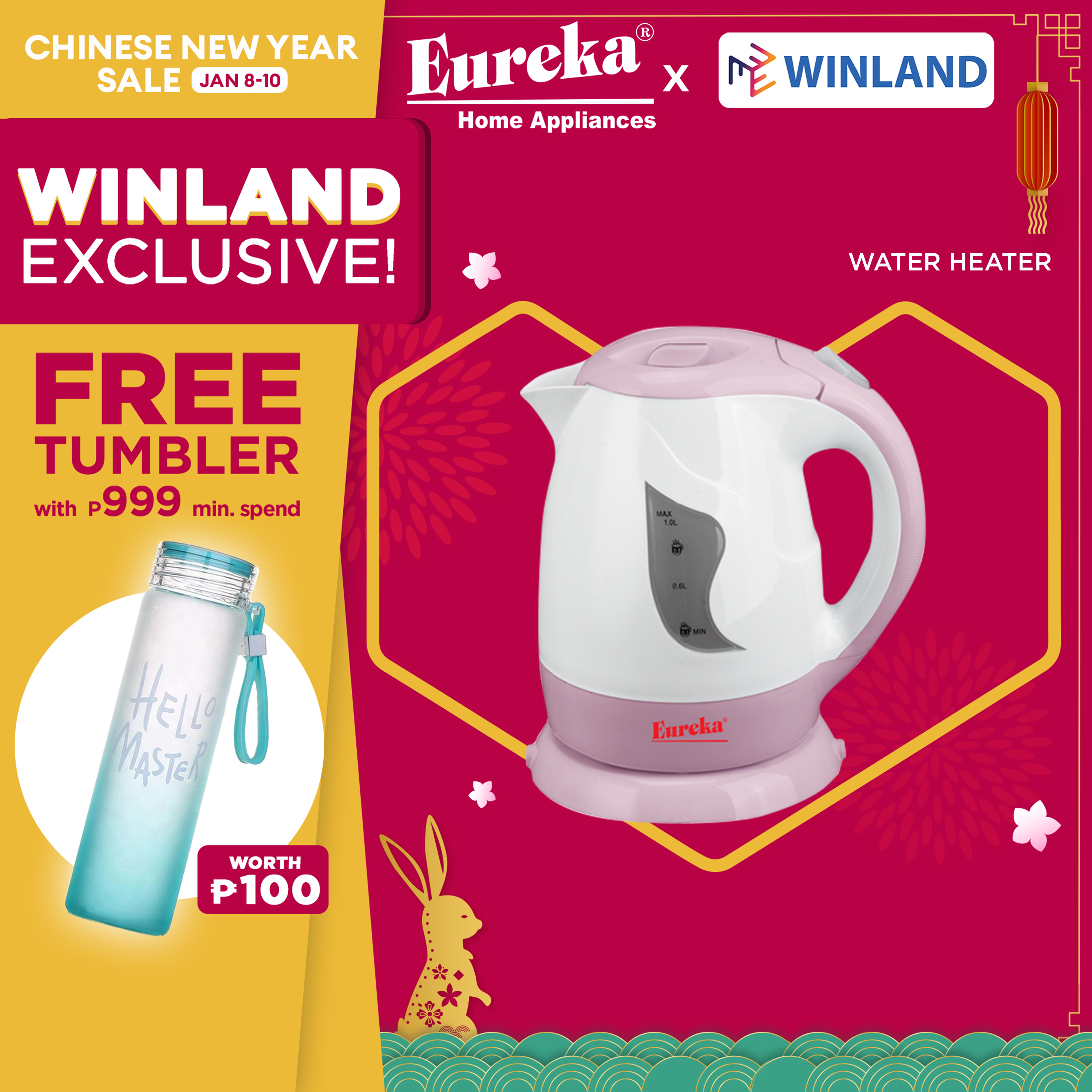 EUREKA by Winland Stainless Steel Electric plate bottom Kettle Water