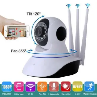 YOOSEE YYP2P IP CAM 2 Megapixel Wireless Security HD CCTV Camera WiFi Remote Monitor 1080P High-Definition Night Vision Mobile Phone Network(Triple antenna) with Motion Detection