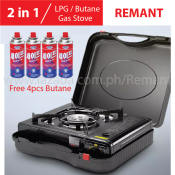 REMANT Portable Butane Gas Stove with 4 Butane Gas Cans