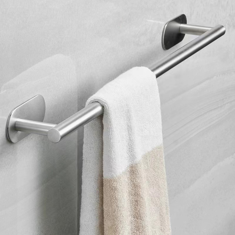 Self Adhesive Silver Stainless Steel Towel Rails Bathroom Towel Racks Stick on Wall Towel Hanger ...