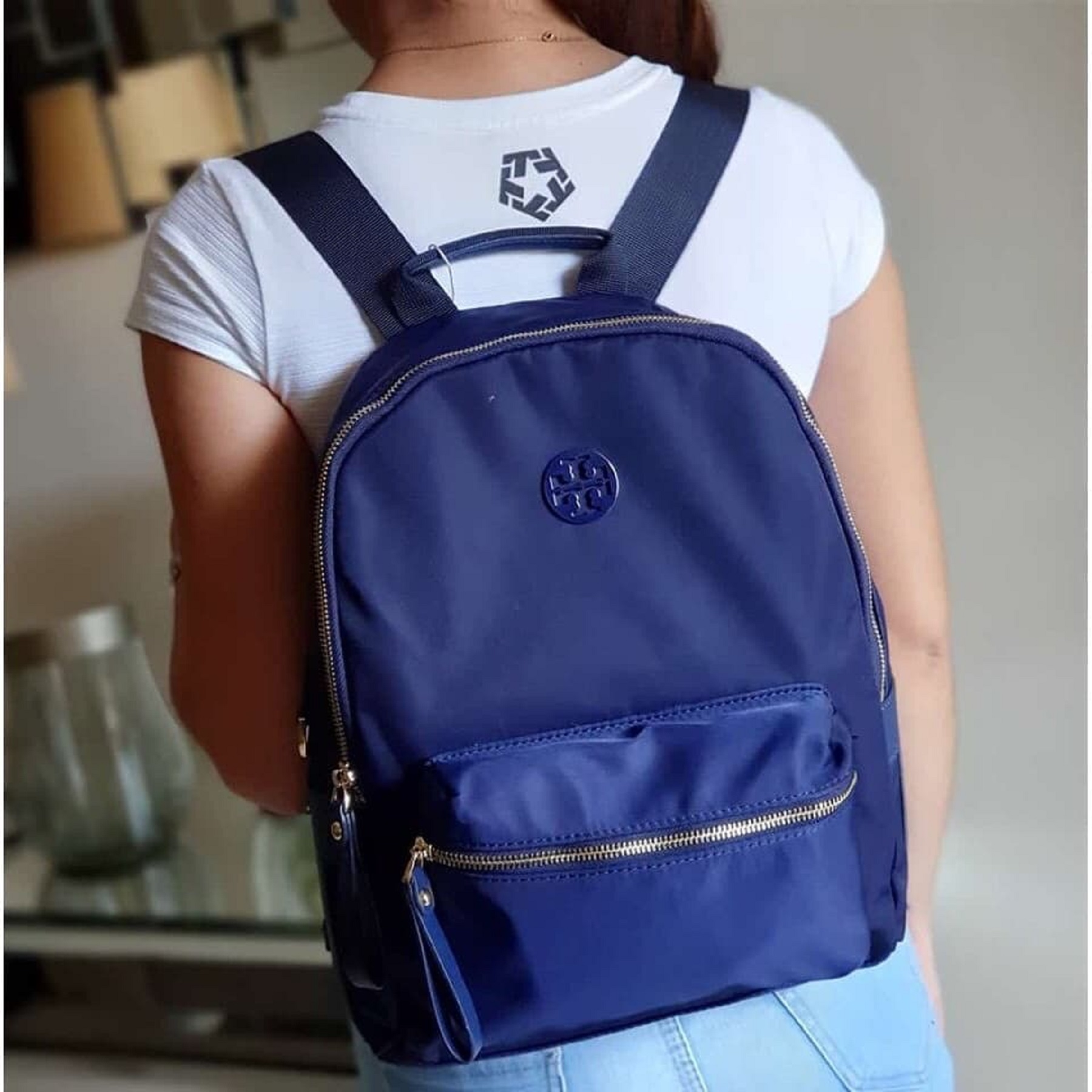 .Y . Tilda Nylon with Signature Logo Embellishments - Blue  Ladies Zip Backpack Plain | Lazada PH