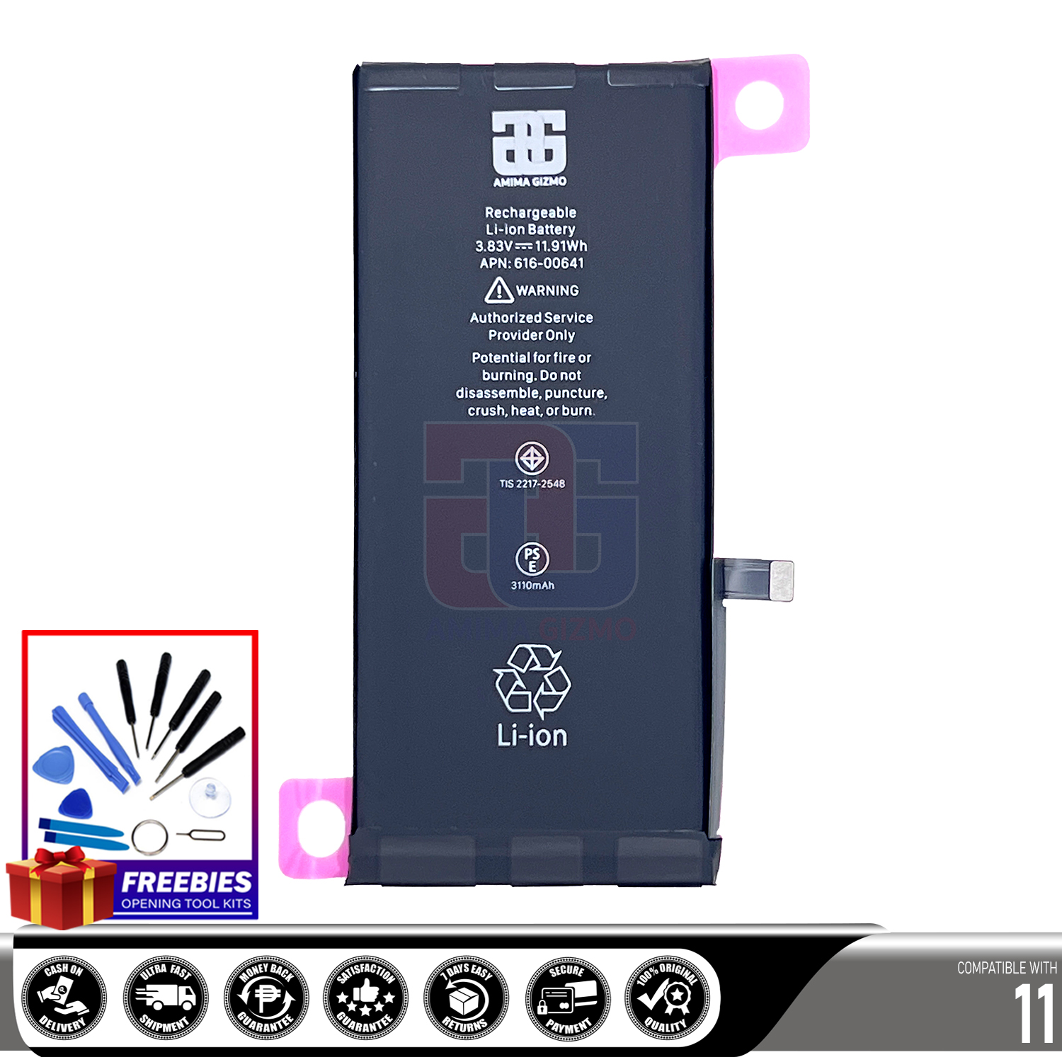 AMIMA Gizmo Genuine Battery for iPhone 11, Original Quality and