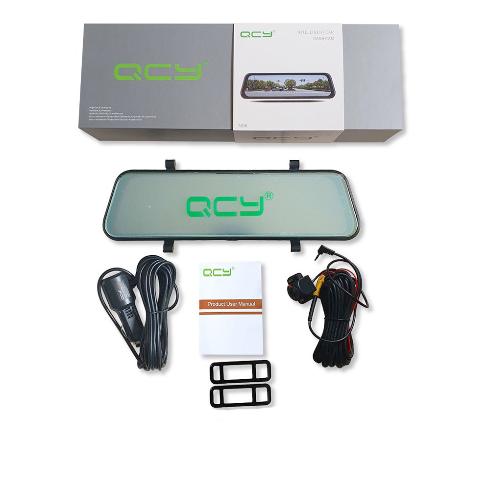 QCY N98 WiFi 10 Inches Full Screen HD Dashcam for Cars Dual Camera with