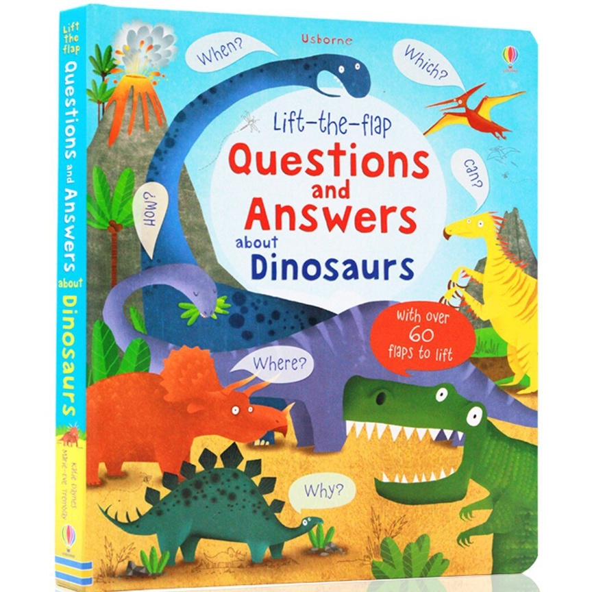 Usborne Book for Begginer Kids Toddler Lift The Flap Questions and Answers about Dinosaurs Interactive Knowledge English Reading Book Children Activity Books for 3-6 Years Old Birthday Gifts หนังสื...