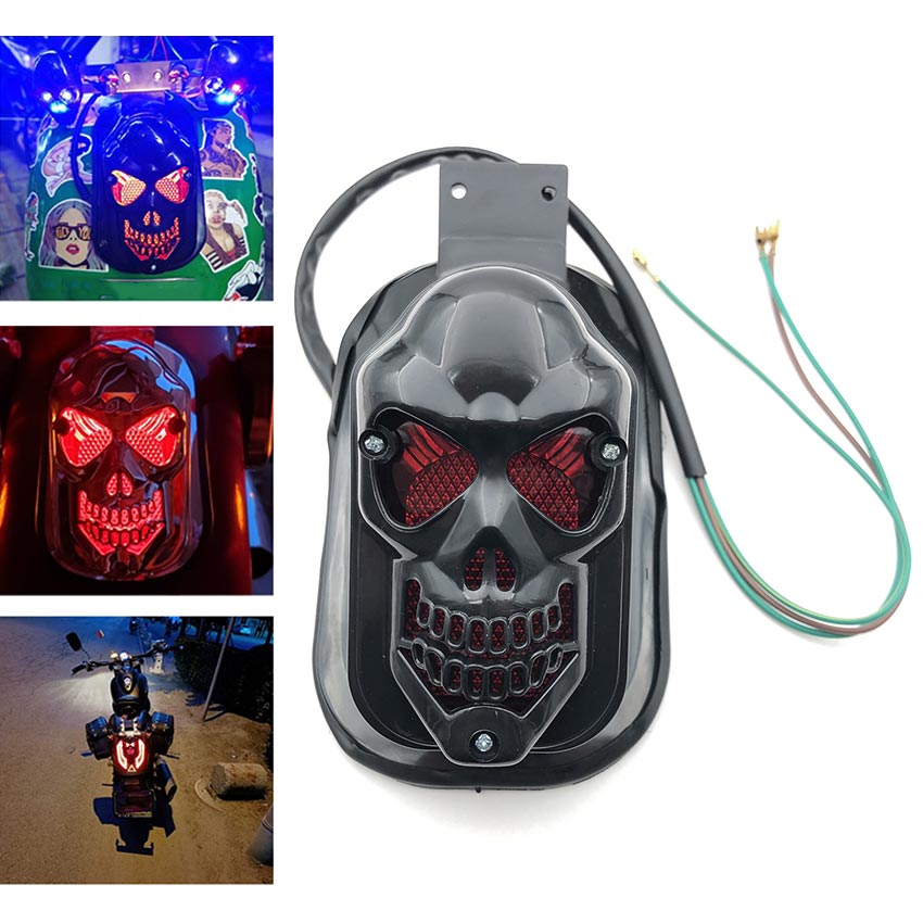 Universal Vintage Skull rear tail light for Motorcycle modification