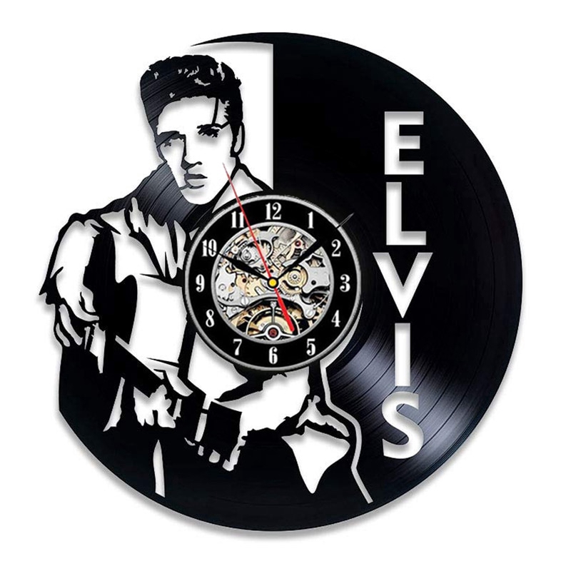 Vintage Vinyl Record Wall Clock Modern Design The King of Rock Elvis