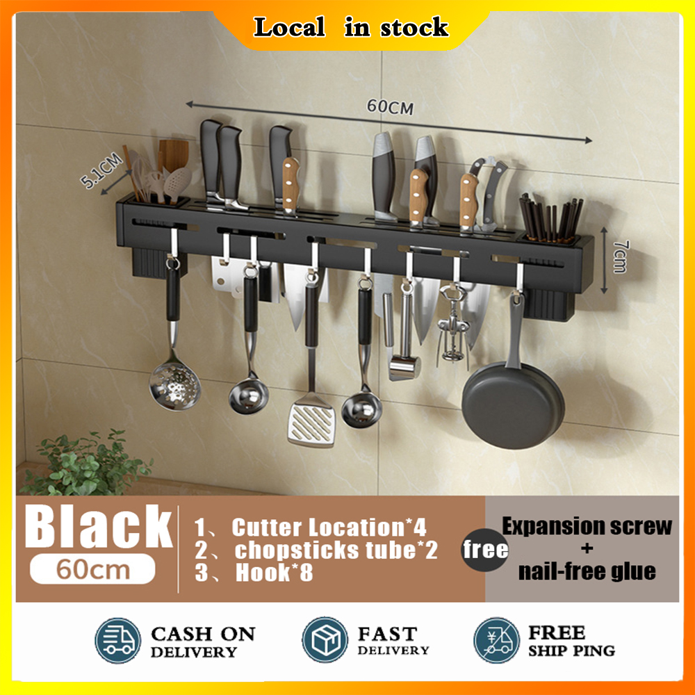 60CM Wall Mounted Kitchen Shelf Storage Holders Multifunctional