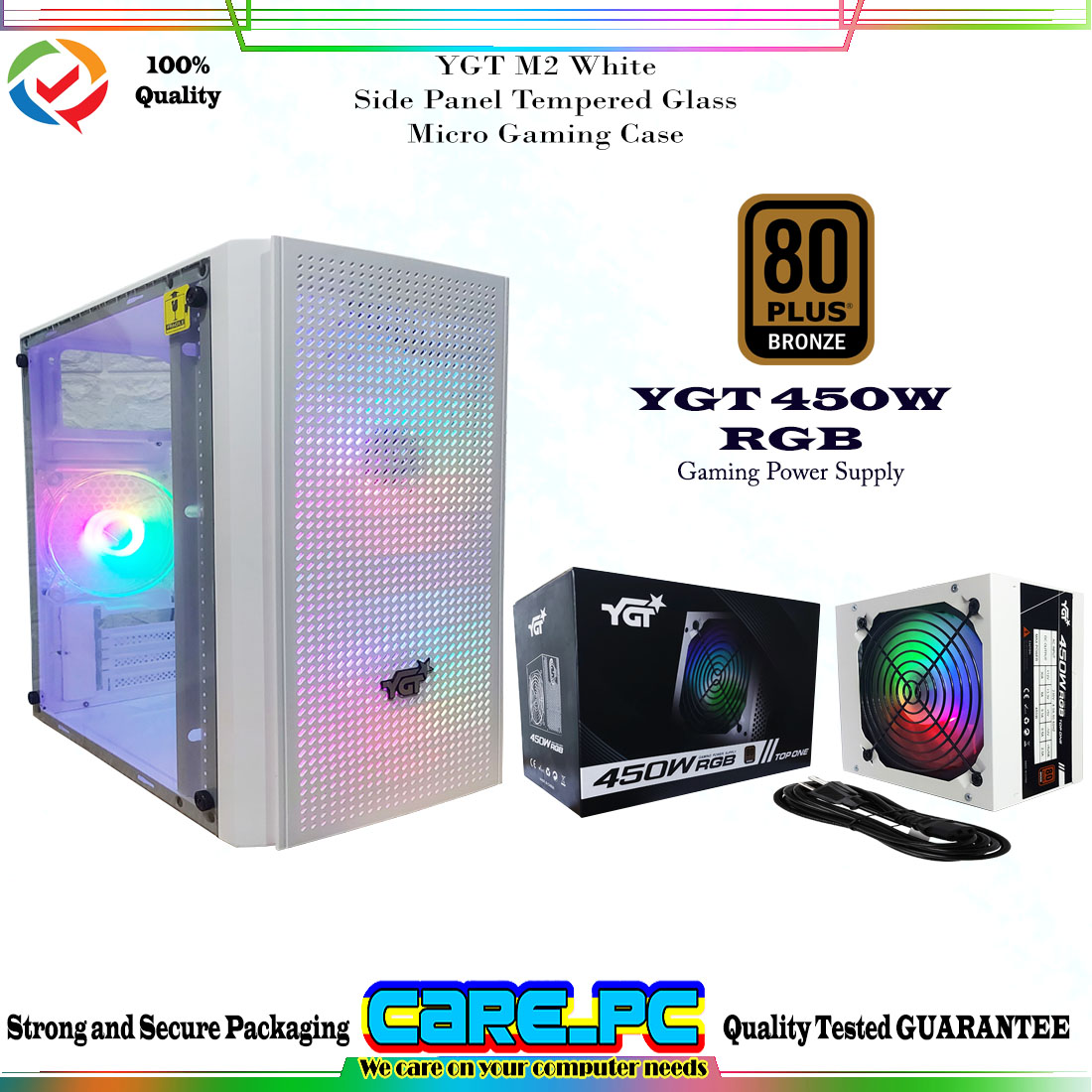 YGT M2 (White) Side Panel Tempered Glass Micro Gaming Case YGT Gaming ...