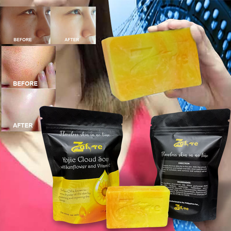 100 skin whitening kojic soup Zafyre kojic cloud soap with sunflower
