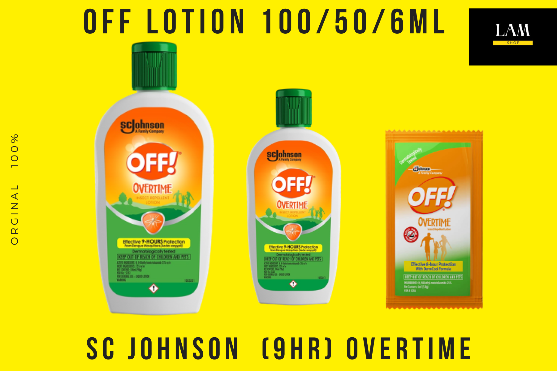 Off Overtime Lotion 100ml / 50ml / 6ml Insect Repellent off lotion