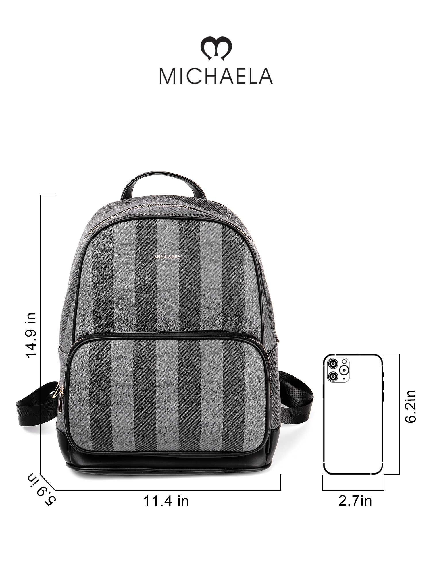 MICHAELA Stripes College Backpack for 13 Laptops Sleek Spacious