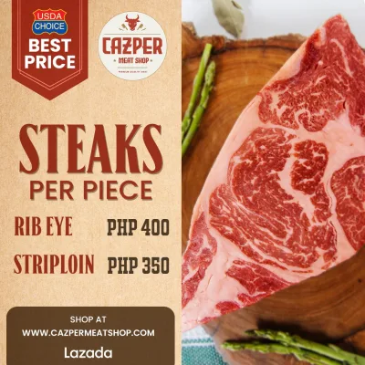 Cazper Meat USDA Ribeye Steak Bone-in and USDA Striploin Steak Per Piece Limited Time Only!