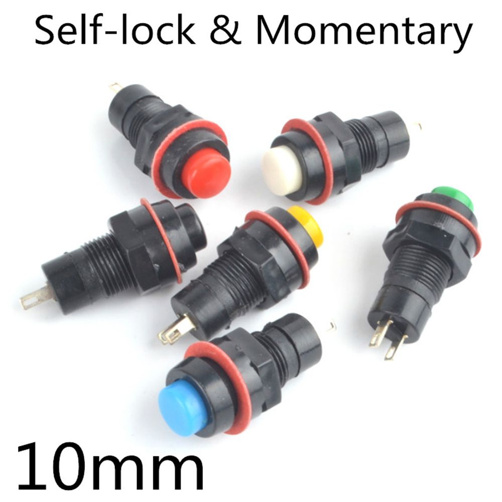 PKOOQW2 6Pcs ปุ่มกดสวิทช์รอบ Self-ปุ่มรีเซ็ตสวิทช์สวิตช์ปิดเปิด Momentary Push Self-Locking