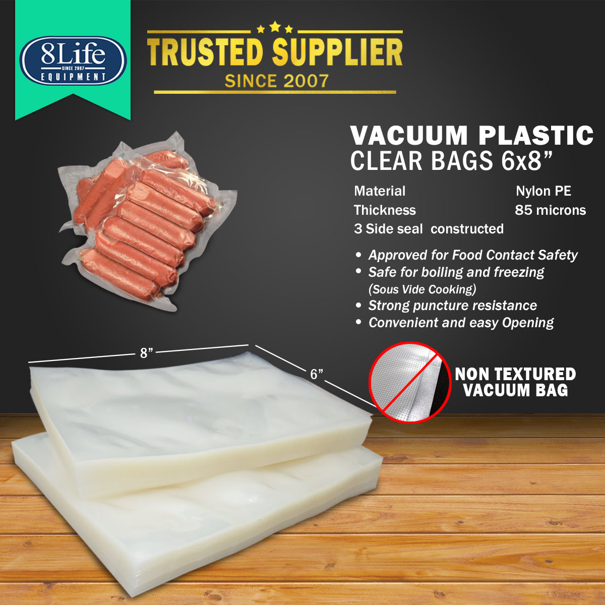6x8 inches or 15x20 centimeters (CLEAR) vacuum bags vacuum plastic bags