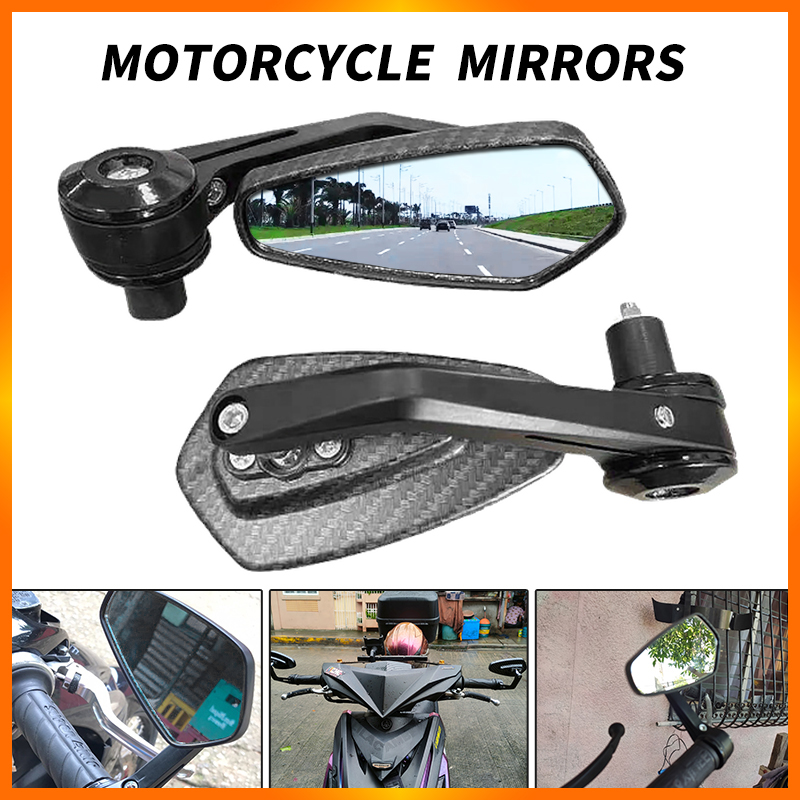 E&M Motorcycle Bar End Side Mirror Carbon Design Rod End Carbon Fiber