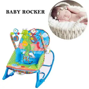 Blue Multifunction Infant Baby Cradle Seat Electric Bouncer Swing Music Rocker Toddler Reclining Chair With Toys