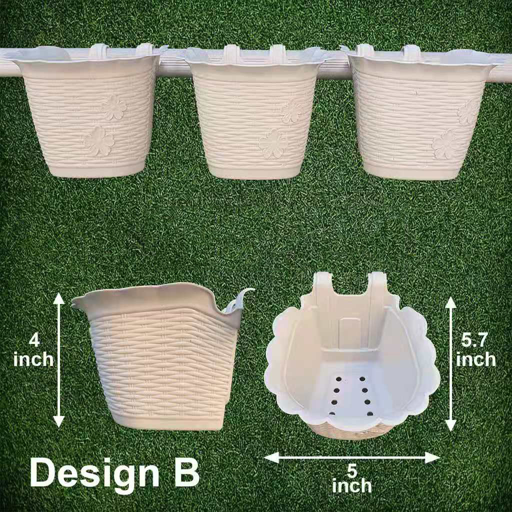 CX1 Small Off White Vertical Hanging Pot Plant Box Planters Rattan