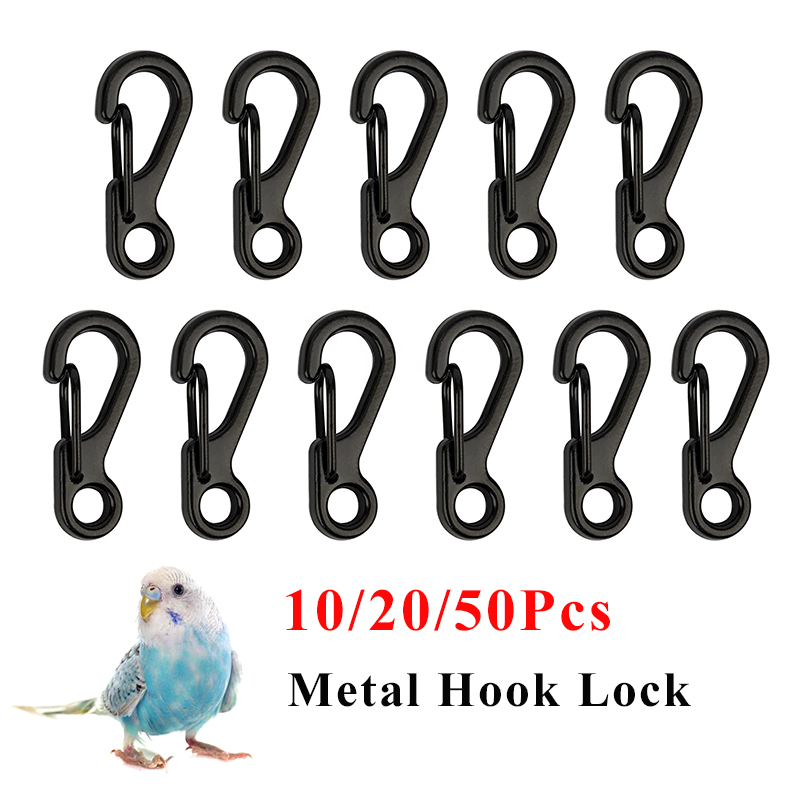10/20/50Pcs Bird Cage Lock Black Metal Hook Lock Clip for Pet Cage Door