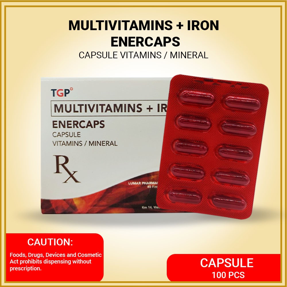 TGP Multivitamins + Iron (ENERCAPS) -1Box 100 Capsules (Protection and ...