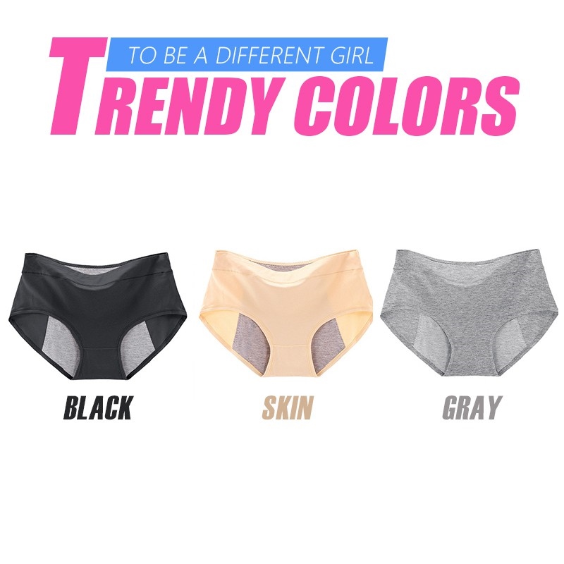 3PCS/PACK Physiological Leak Proof Underwear Women Period Panties Mid Waist  Briefs Menstrual Panties