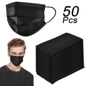 12 Noon 50PCS 3 ply Black Face Mask Disposable Protective Face Shields Mask Surgicals Medicals Black Mask