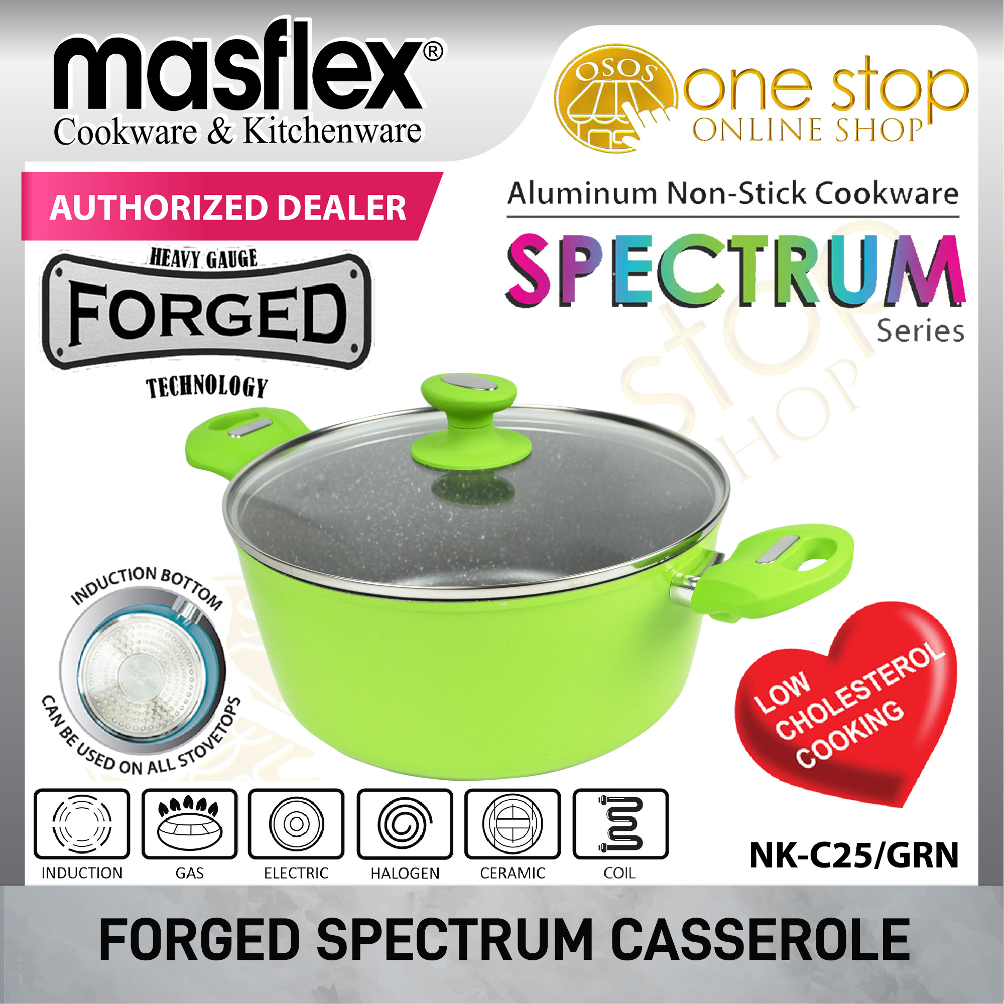 Masflex Original Spectrum Aluminum NonStick Induction Casserole with