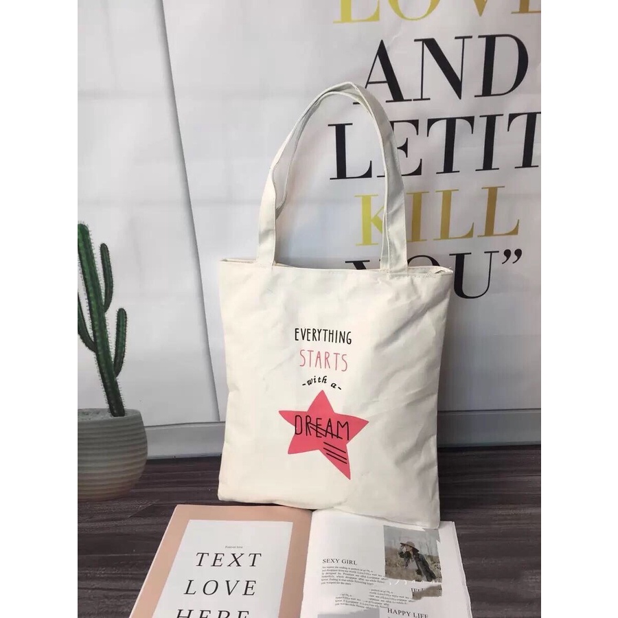 VG Korean New Fashion Canvas Tote Bag Black White Canvas Shoulder Bag