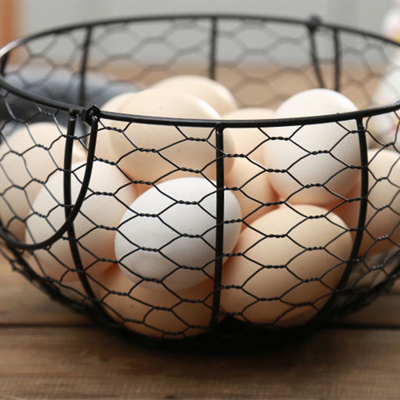 Ceramic Egg Holder Chicken Wire Egg Basket Fruit Basket Collection Hen Ornaments Decoration Kitchen Storage 19CMX22CM