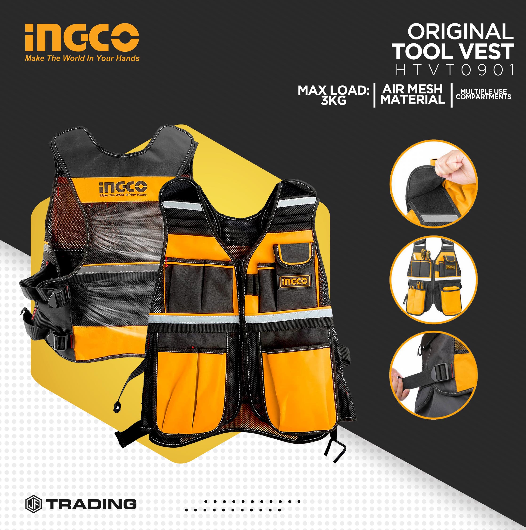 INGCO Safety Tool Vest 3kg 7 Pockets HTVT0901 Lazada PH