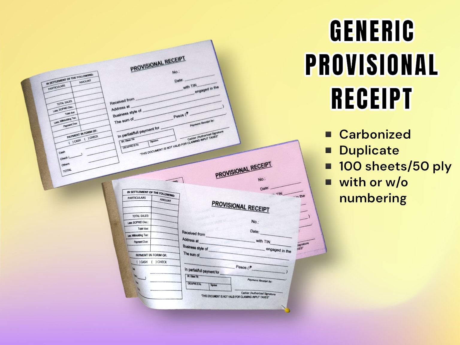 Provisional Receipt ( Generic ) | Lazada PH