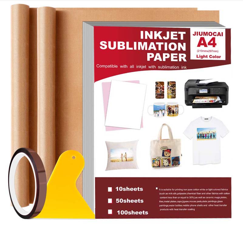 Sublimation Paper Heat Press Transfer Paper 100 Sheets A4 Dye Sublimation Paper For Light-Colored T-Shirt Mugs DIY For Epson HP