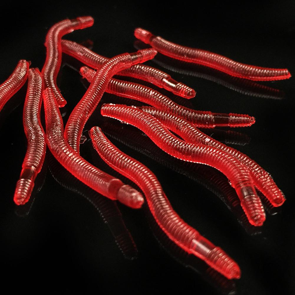 Litake 80pcs Earthworm Red Worms Soft Fishing Lure Baits