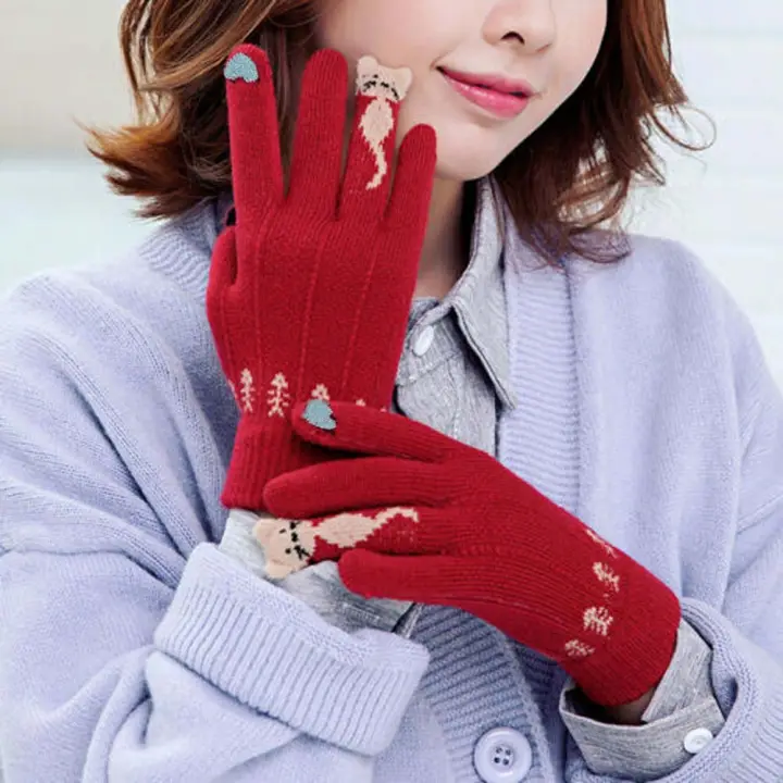 Sarung Tangan Rajut Jari Penuh Imut Sarung Tangan Rajut Musim Dingin Hangat Untuk Anak Perempuan Sarung Tangan Layar Kartun Kucing Lazada Indonesia