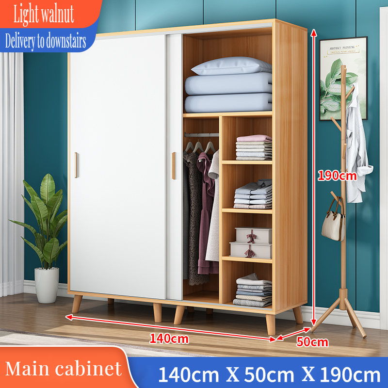 COD Wardrobe Simple Modern Assembly Bedroom Sliding Door Solid Wood