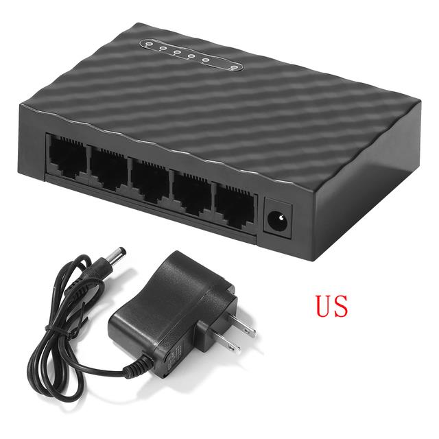 【Ready】 10/100/1000Mbps 5 Port EU US PLUG Desktop Gigabit Network