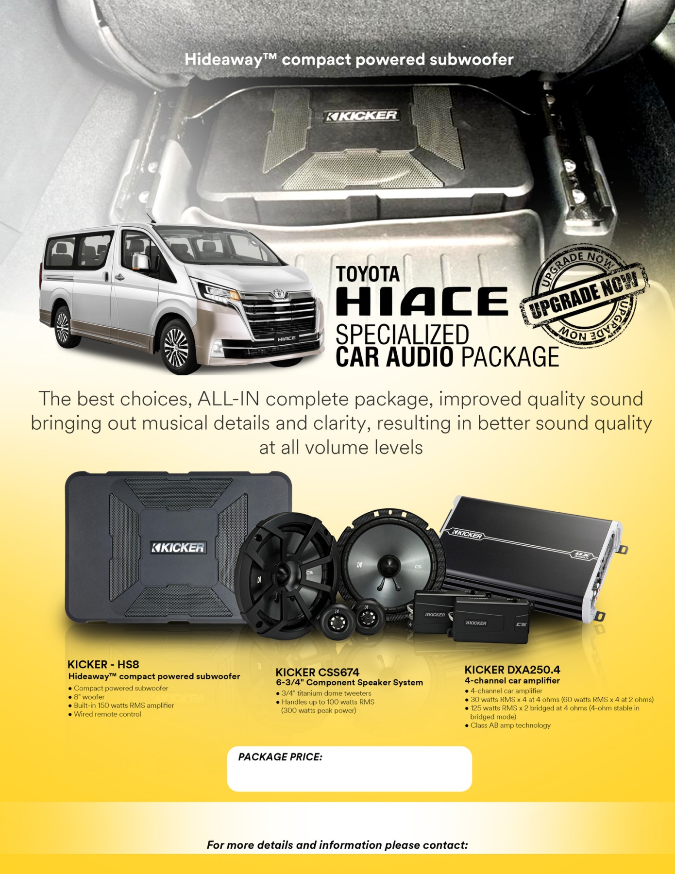 kicker sub and amp package