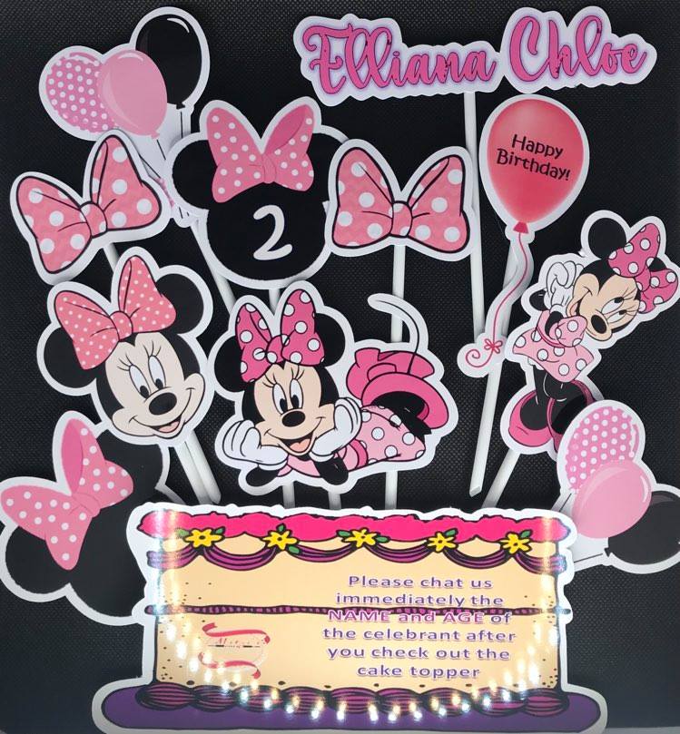 Minnie Mouse cake topper custom age and name