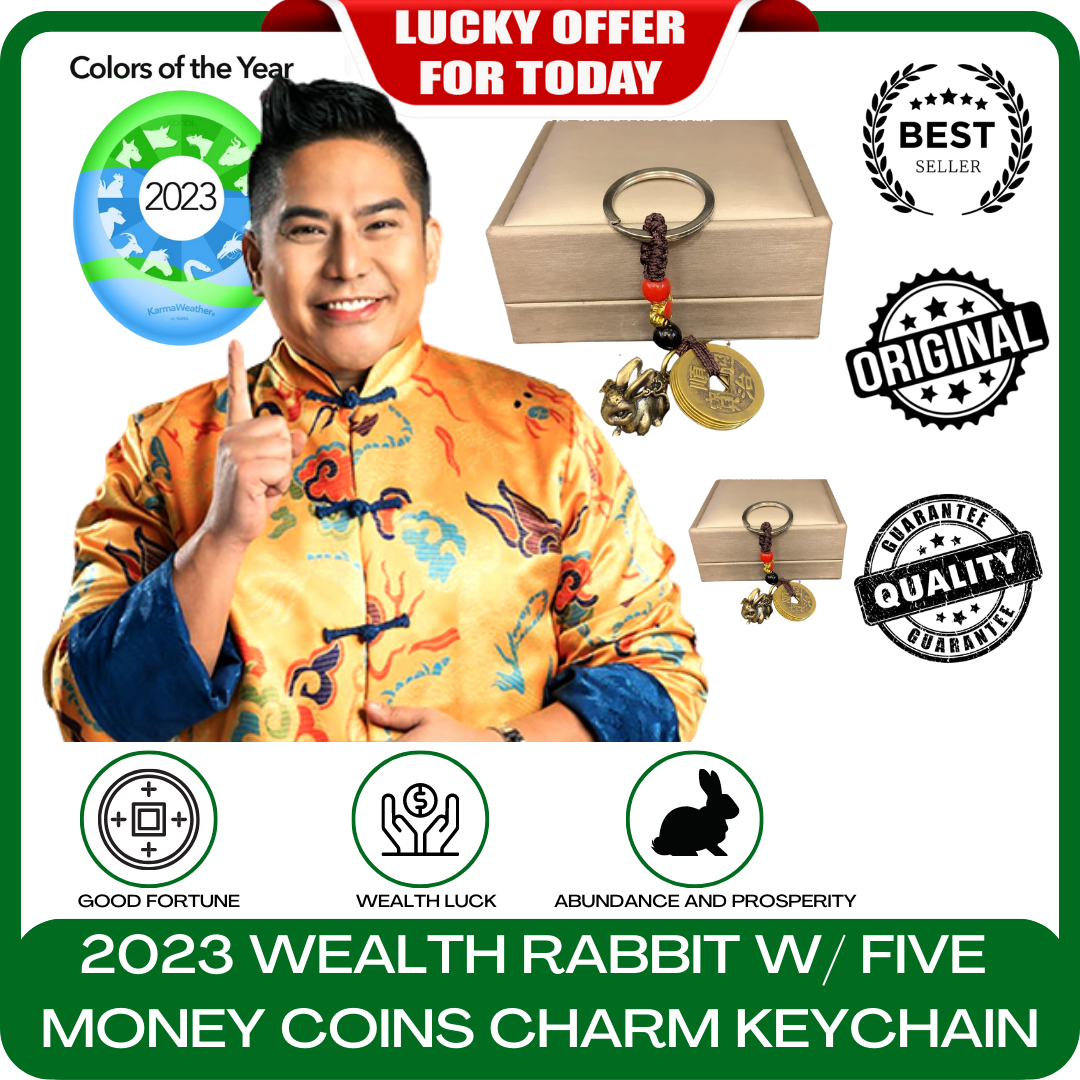 2023 WEALTH RABBIT W FIVE MONEY COINS CHARM KEYCHAIN | Lazada PH