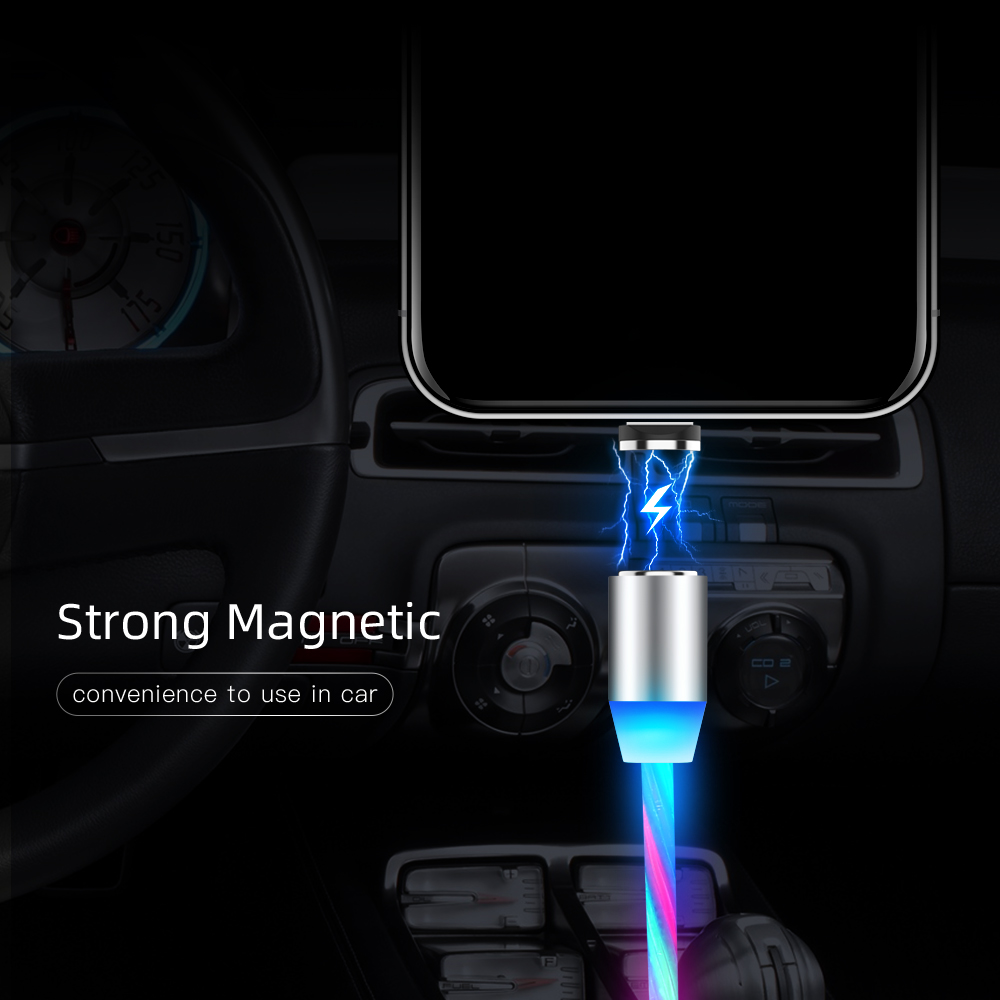 For Android / Type C / Micro USB / for iPhone lightning, Luminous Charger Cable Fast Charging Cord Mag-netic