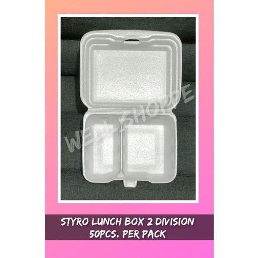 Styro Lunch Box 2-Division (50pcs.) | Lazada PH