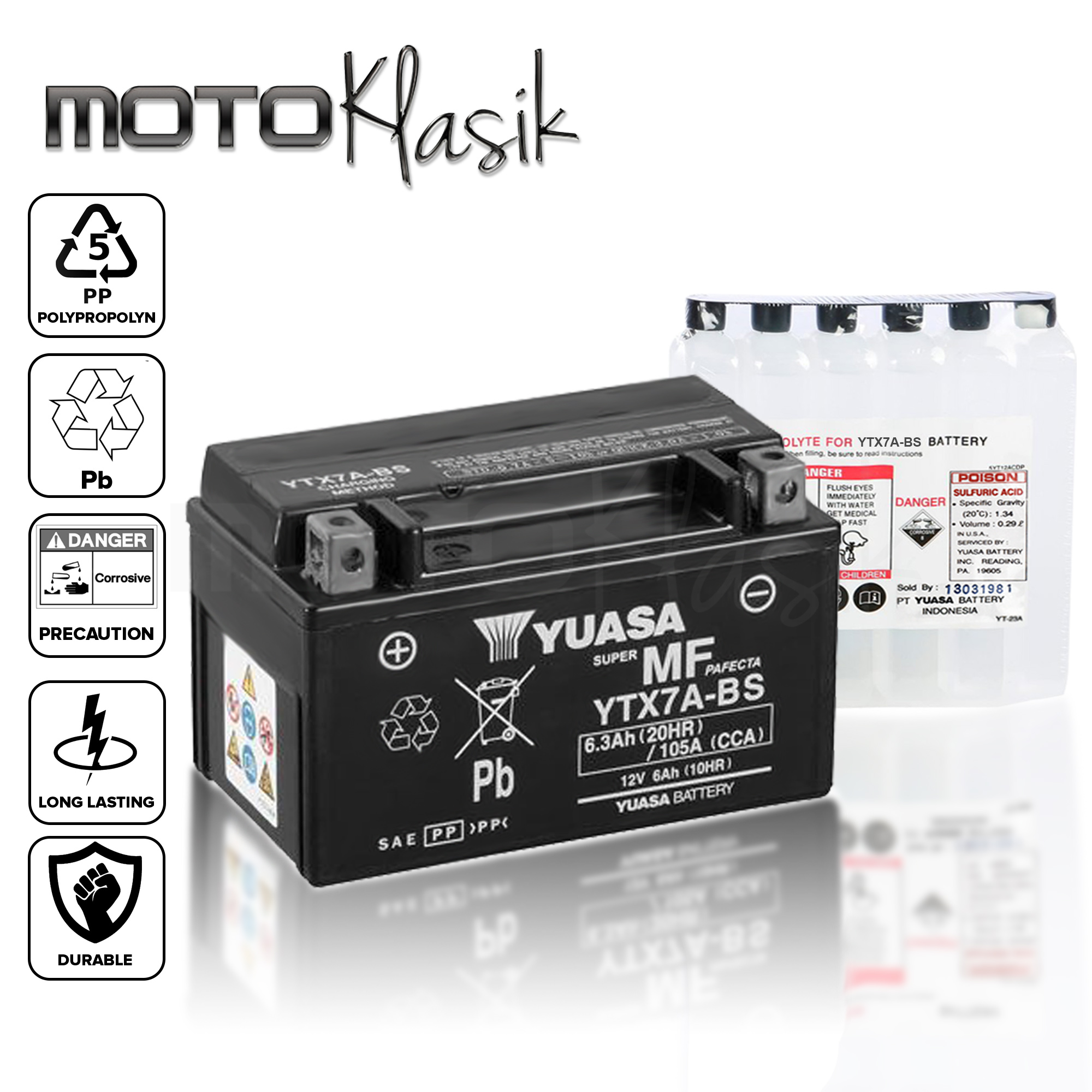 JMT Gel Batterie YTX7A-BS – 12V 6Ah Für Rex RS 400 50 4T (Baujahr 2009-2017), Wartungsfrei
