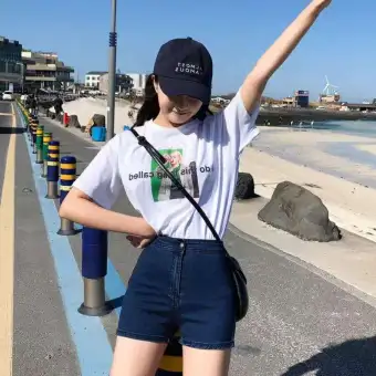 high waist jeans short