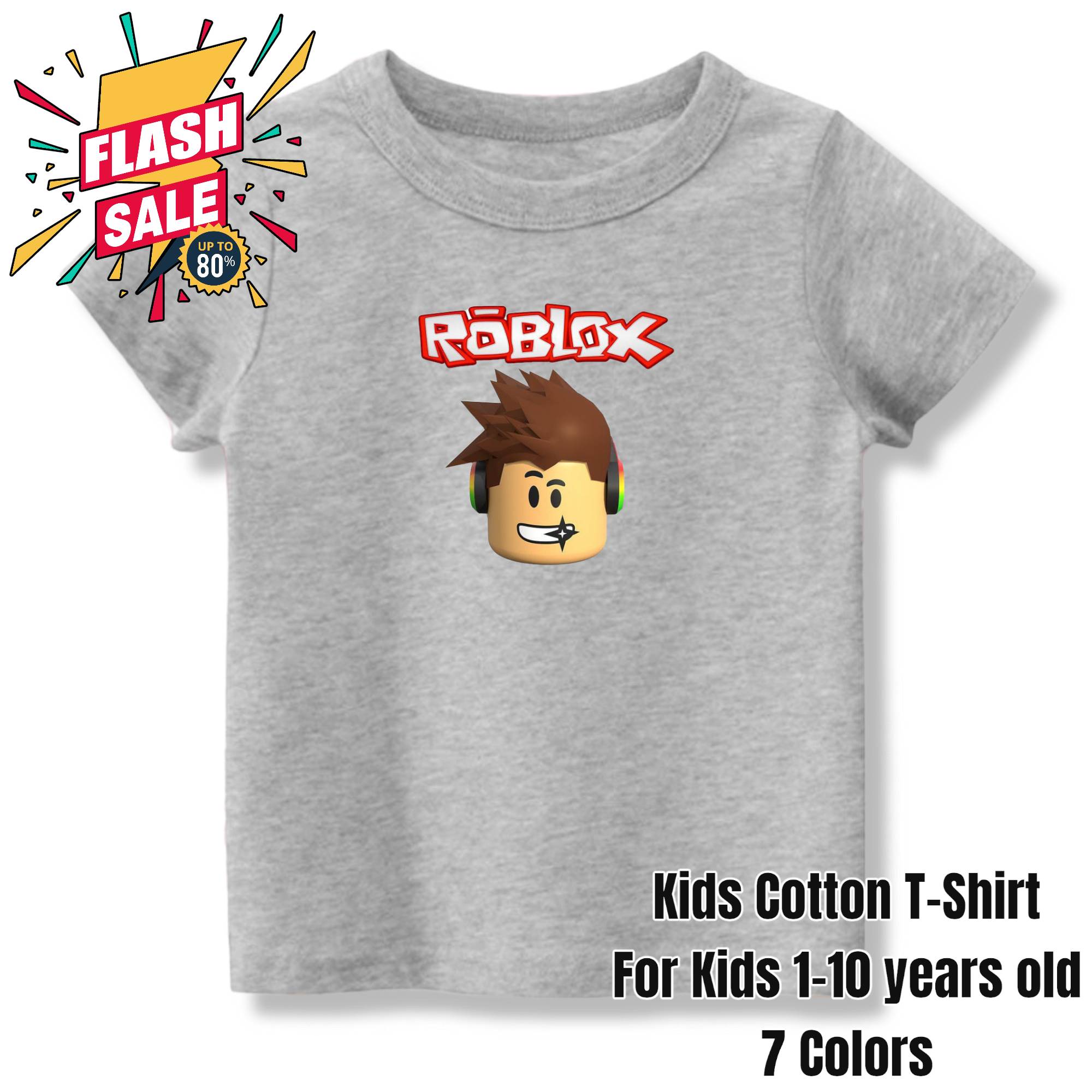 7COLOR ROBLOX GAME GAMER COTTON TSHIRT 1-10 YEARS OLD UNISEX TOPS SHIRTS  BOYS GIRLS KID BABY TEENS ANIME SHIRT TOPS TEE TEES T-SHIRT T-SHIRTS SHIRT  SHIRTS SUMMER CLOTHING TANK TOP CLOTHING XMAS