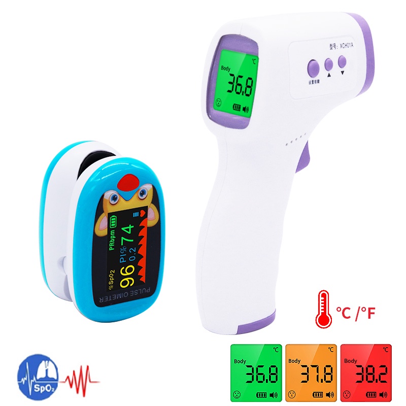 NonContact Digital Forehead Infrared Thermometer Finger Oximeter Baby