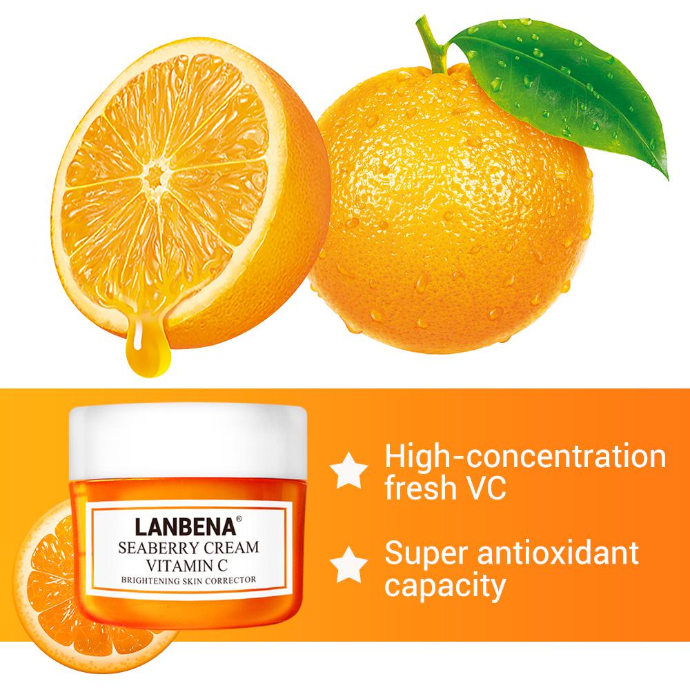 LANBENA Vitamin C Facial Cream Whitening Moisturizing Brighten Improving Dull Skin Peptide Anti
