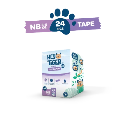 HEY TIGER Tape NEWBORN (3-5 kg) Convenience Pack - 24 pcs - Tape Diapers