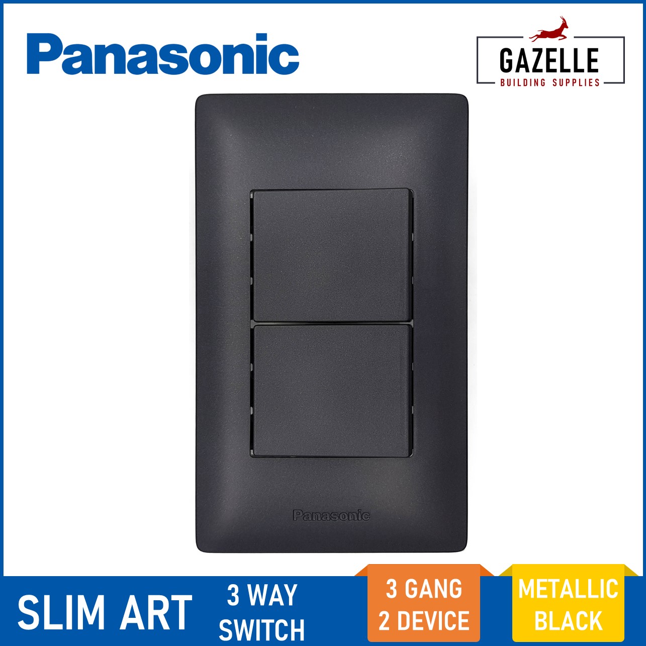 Panasonic Slim Art 3 Way Switch 3 Gang 2 Device (Snow White