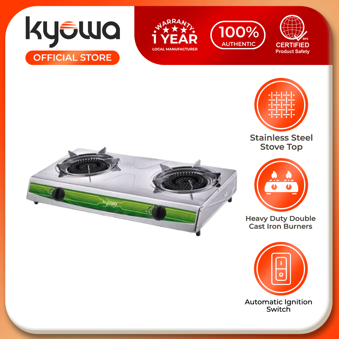 Kyowa Heavy Duty Double Burner Stainless Steel Gas Stove KW-3558