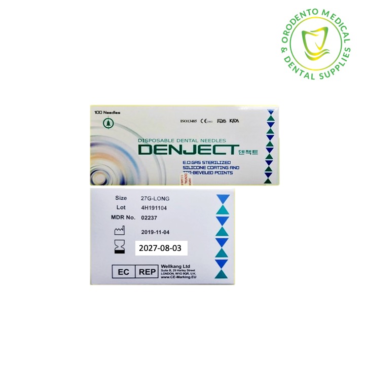 Denject Dental Needles 27G/Short,27G/Long,30G/XShort & 30G/Short 100